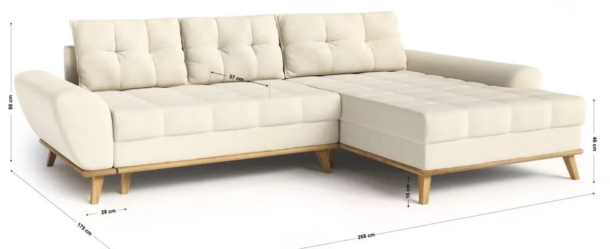 Divano letto angolare crema (penisola a destra) Balitco - Ropez