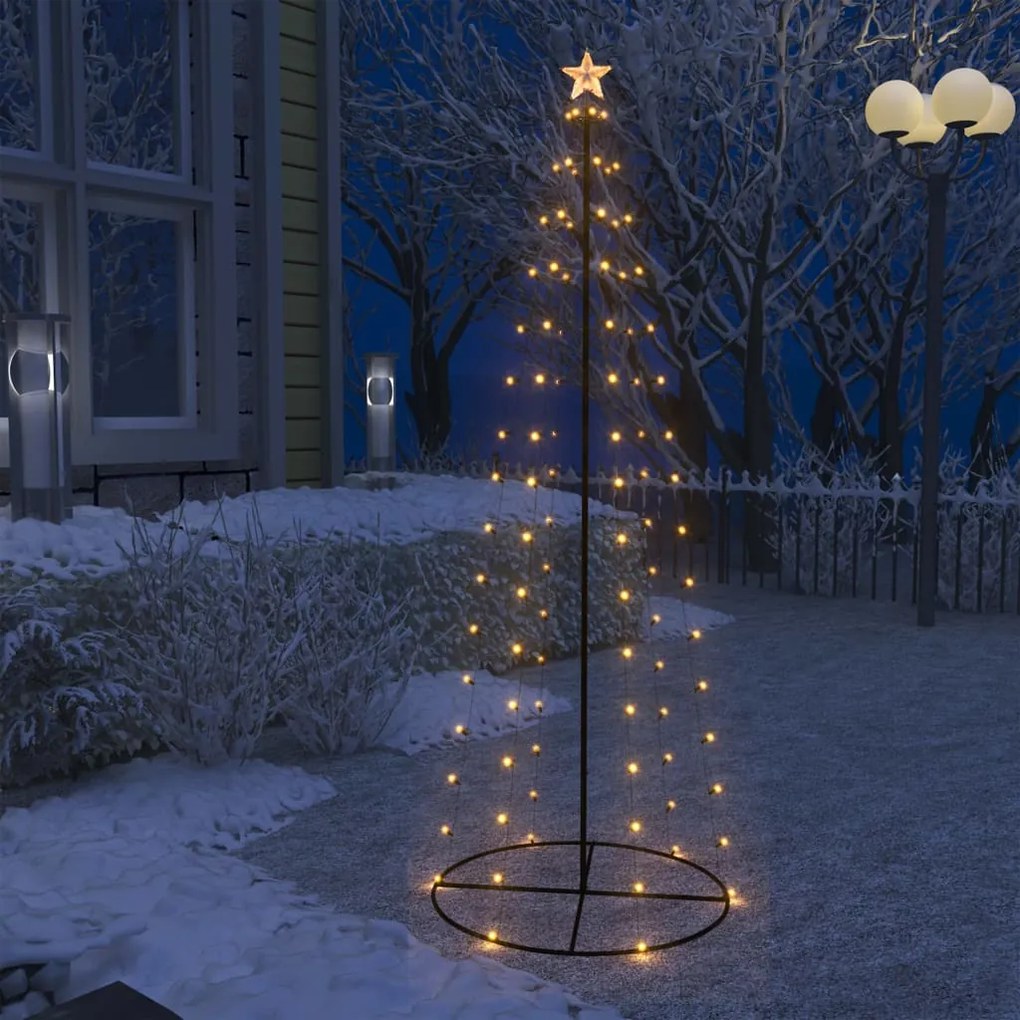 Albero di Natale a Cono con LED Bianco Caldo e Freddo, Albero di Natale a Cono con 100 LED Bianco Caldo 70x180 cm