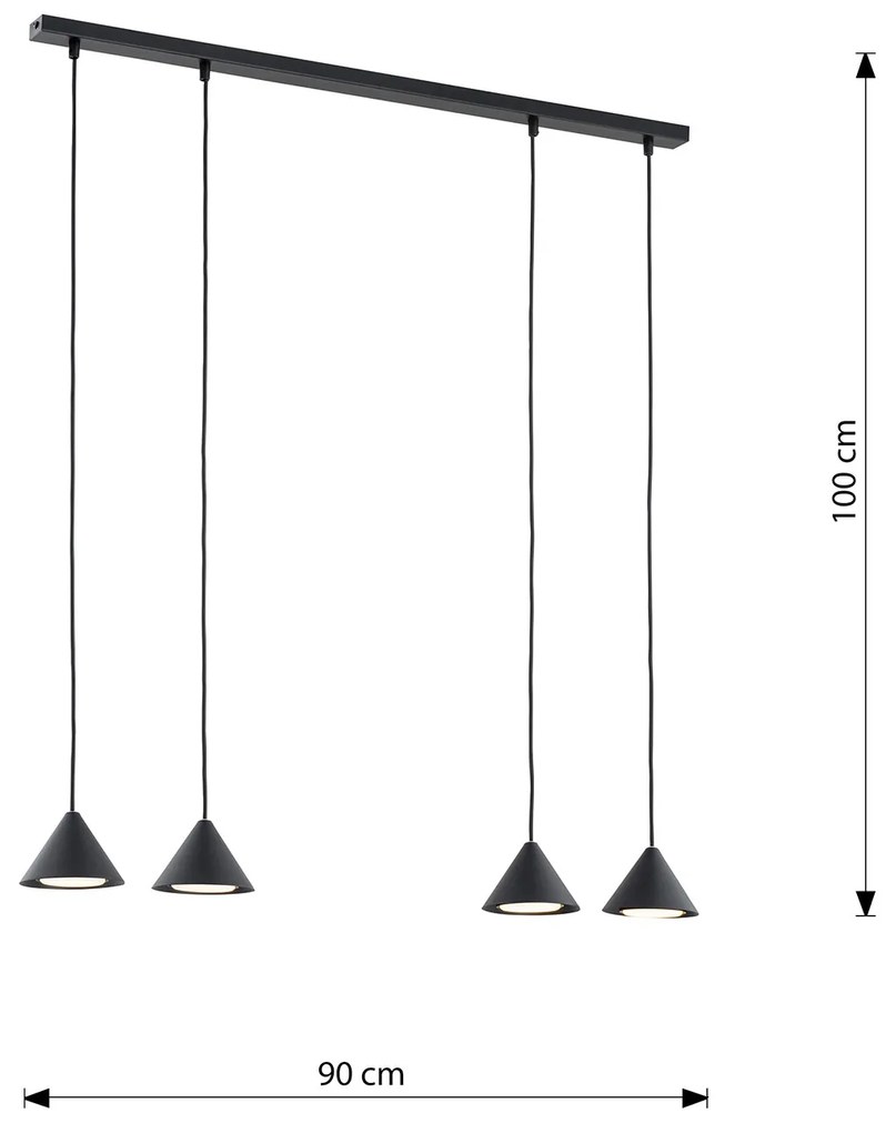 Sospensione Minimal Skadi 4 Luci In Acciaio Nero
