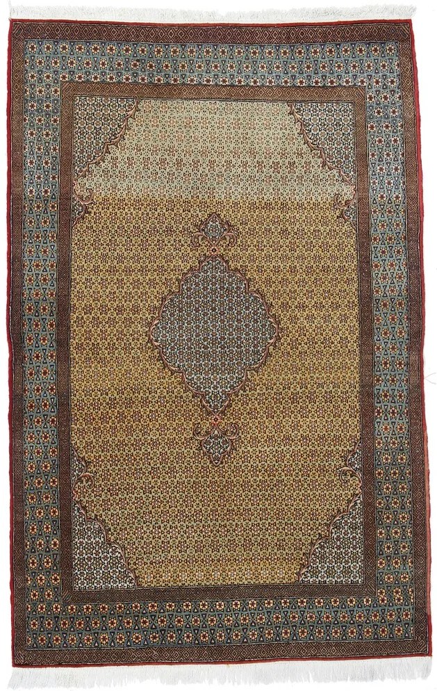 Ghom Tappeto persiano 210x140 Verde (Iran) Annodato A Mano