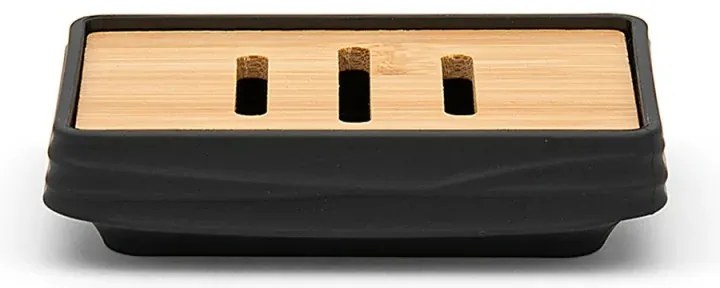 Accessori bagno in set da 3 pezzi in abs nero linea Wave