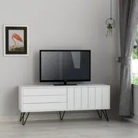 Porta TV bianco con due ante a ribalta Piccadilly 139x36x57