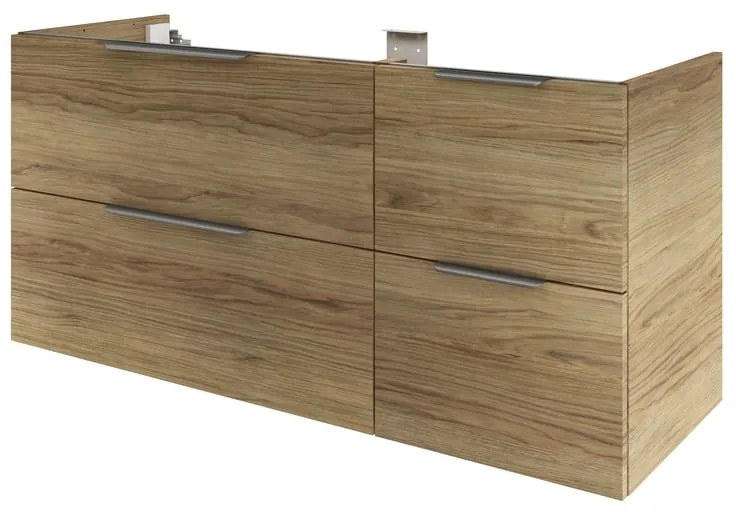 Mobile da bagno sospeso sotto lavabo L 70 x H 50.2 x P 50.8 cm bianco opaco, 2 cassetti Neo, Maniglie acquistabili separatamente
