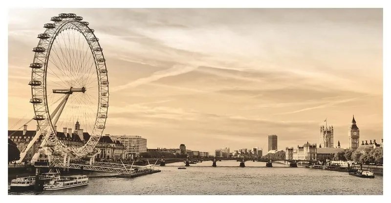 Stampa su tela London eye effetto seppia, multicolore 140 x 70 cm