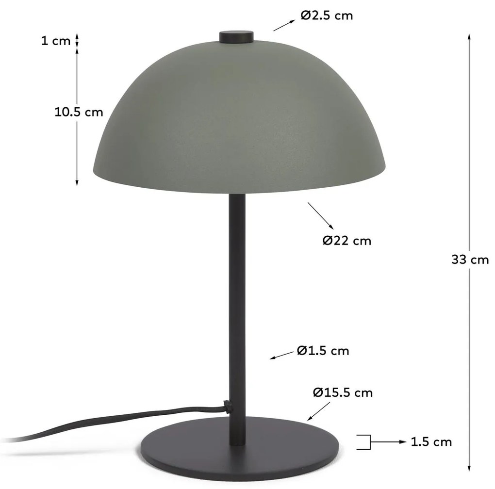 Kave Home - Lampada da tavolo Aleyla in metallo con finitura verde