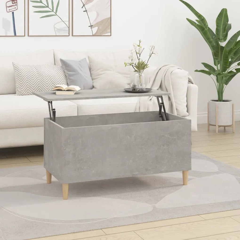 Tavolino Salotto Grigio Cemento 90x44,5x45 Cm Legno Multistrato /