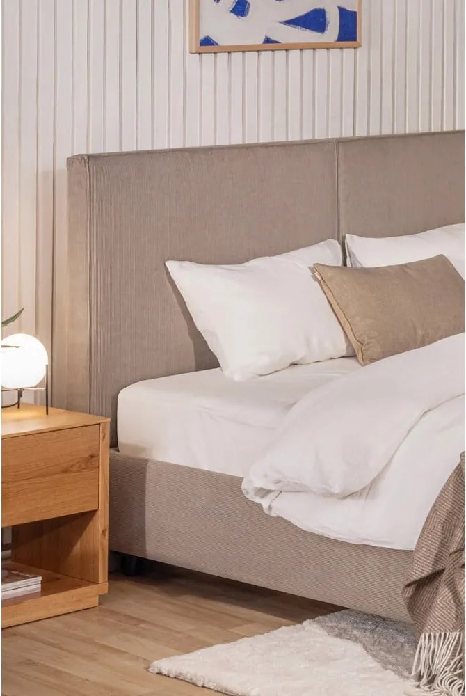 Letto matrimoniale imbottito grigio tortora con contenitore con rete inclusa 180x200 cm Myra Bold – Bonami Selection