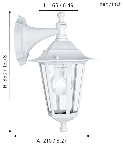 EGLO 22462 - Applique da esterno IP44 LATERNA 5 1xE27/60W/230V bianco