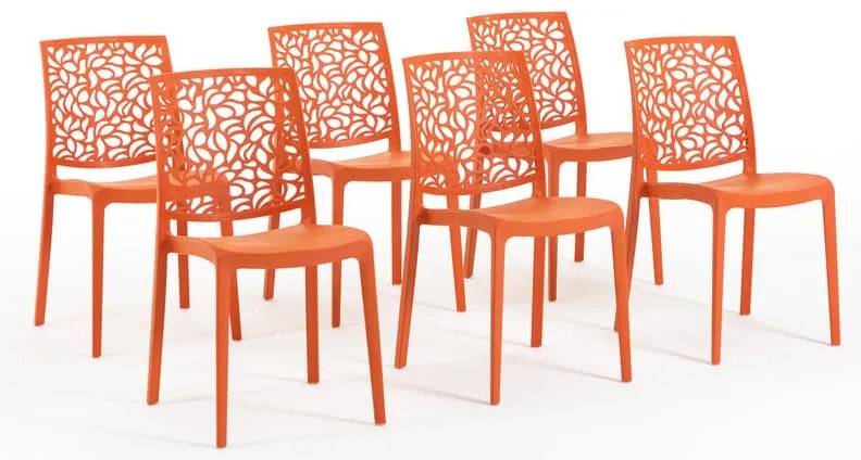 Sedia da giardino London Stone NEW GARDEN, 6 pezzi, struttura e seduta in polipropilene arancione