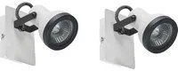 Set di 2 Lampade da parete in metallo bianco e nero 1 luce a con paralume a faretto