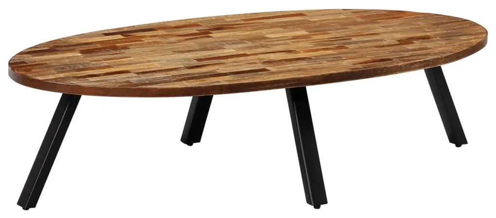 Tavolino İn Legno Di Teak Di Recupero Ovale 120x60x30 Cm /