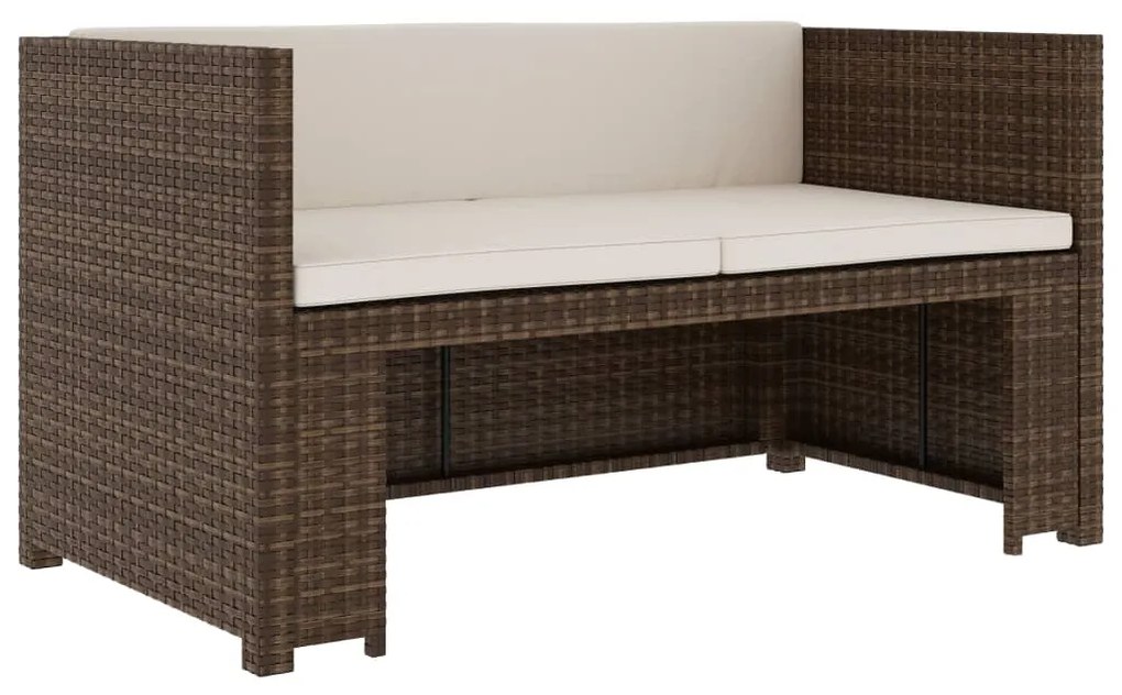 Set Divani da Giardino 5 pz con Cuscini in Polyrattan Marrone