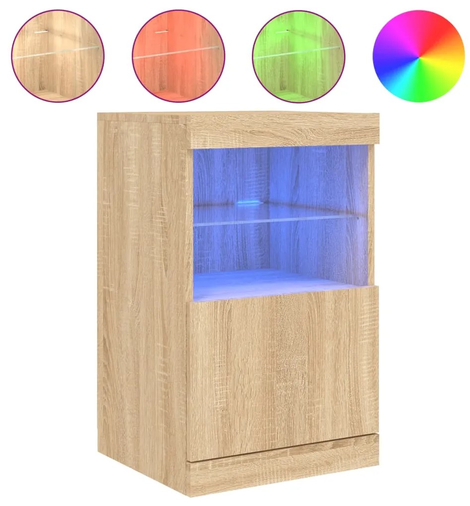 Credenza con luci led rovere sonoma 41x37x67 cm