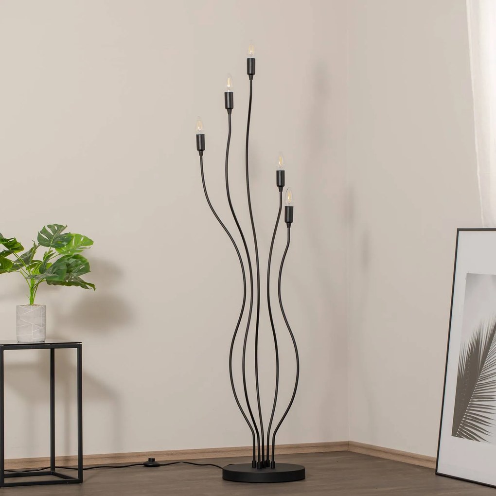 Opviq Lampada da terra Bonibon 13231 nero metallo altezza 155 cm a 5 luci