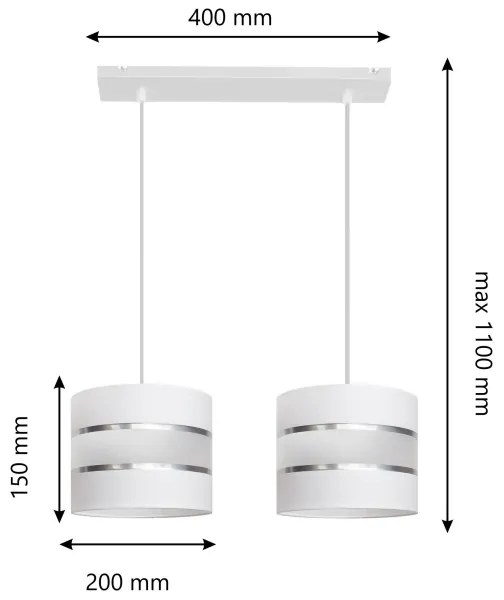 Lampadario su filo HELEN 2xE27/15W/230V bianco