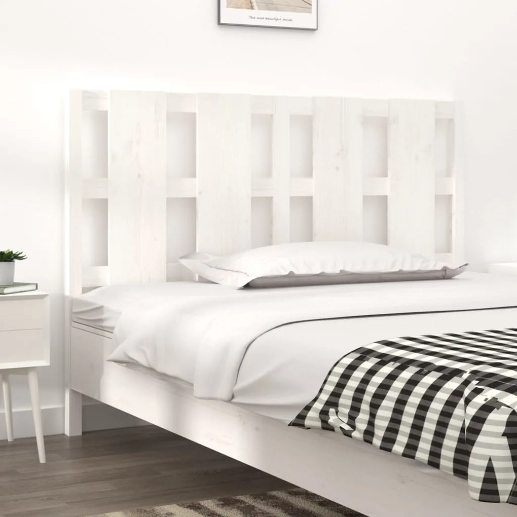 Testiera Per Letto Bianca 145,5x4x100 Cm Legno Massello Di Pino /