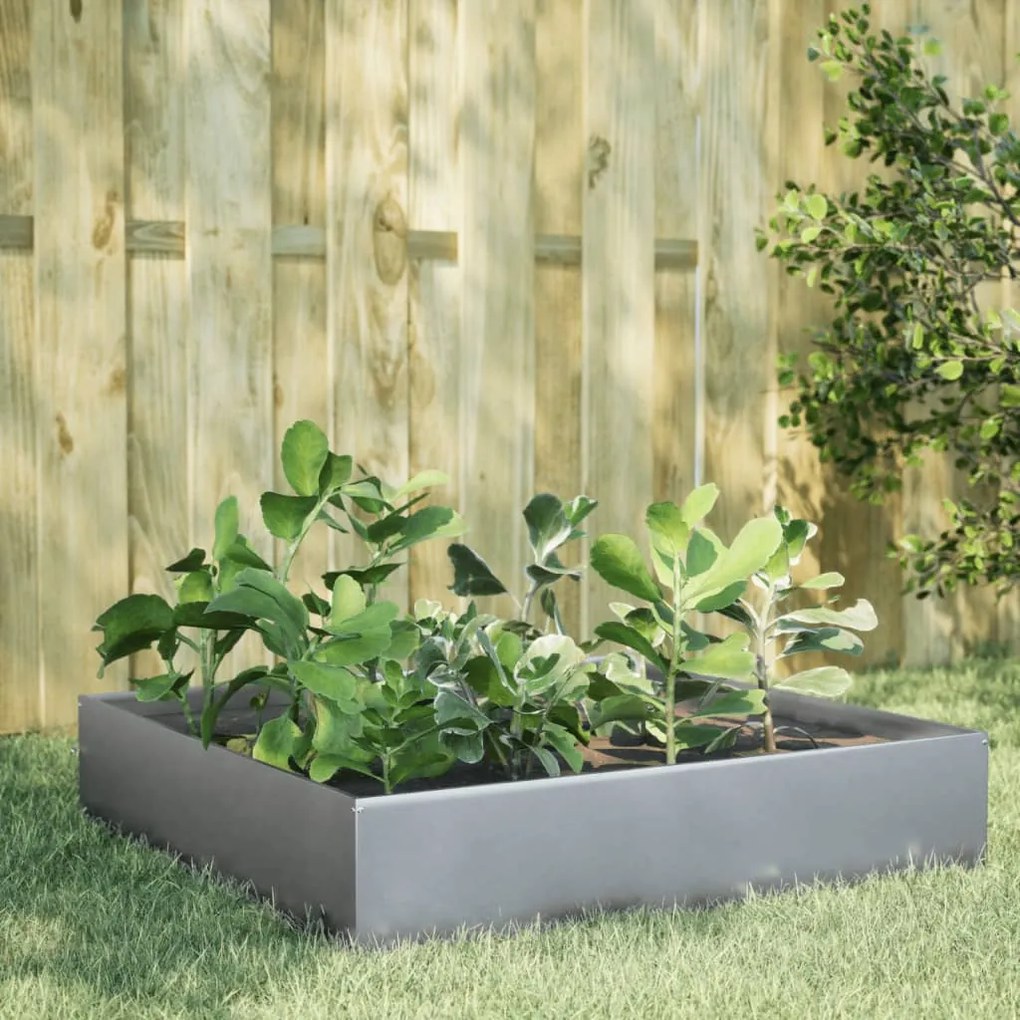 Fioriera Rialzata Da Giardino 100x100x33,5cm İn Acciaio Zincato /