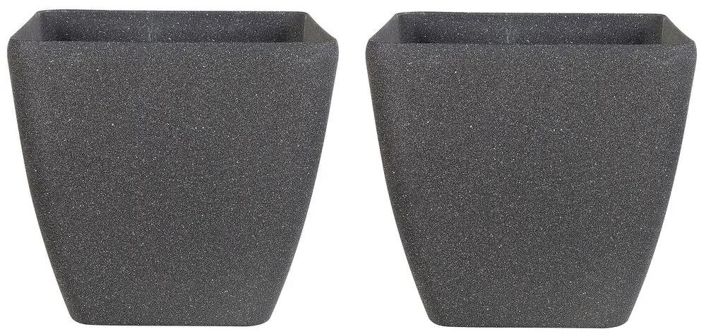 Set di 2 vasi polvere di pietra grigio scuro 42 x 42 x 42 cm ZELI Beliani