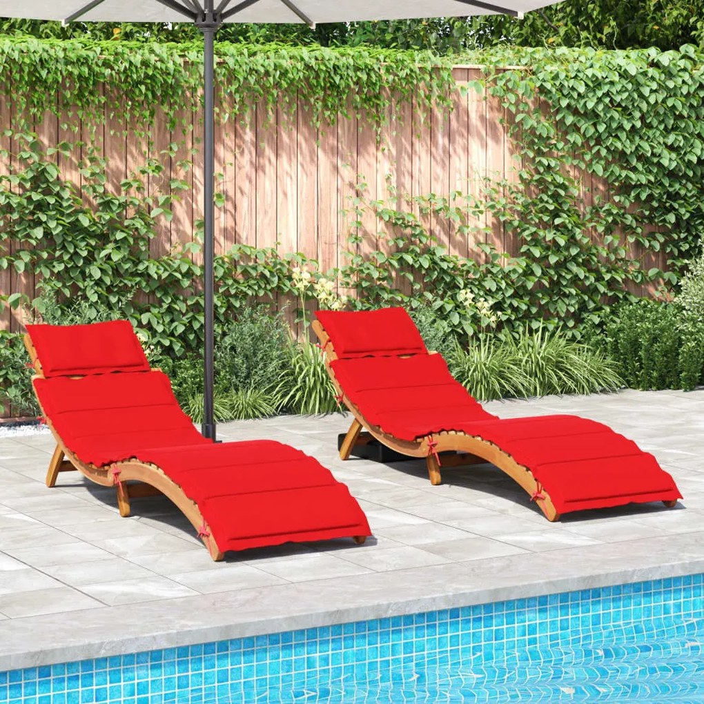 Lettini Prendisole Con Cuscini 2 Pz Legno Massello Di Acacia /