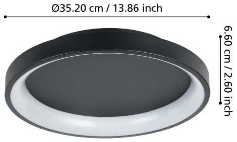 Eglo 901251 - Plafoniera LED dimmerabile LORETELLO LED/12W/230V nero + +TC
