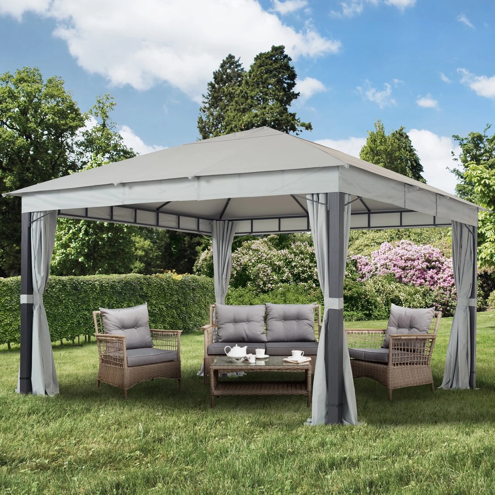 TOOLPORT Gazebo da giardino Sunset Premium, pietra, 4x4m - (300175)