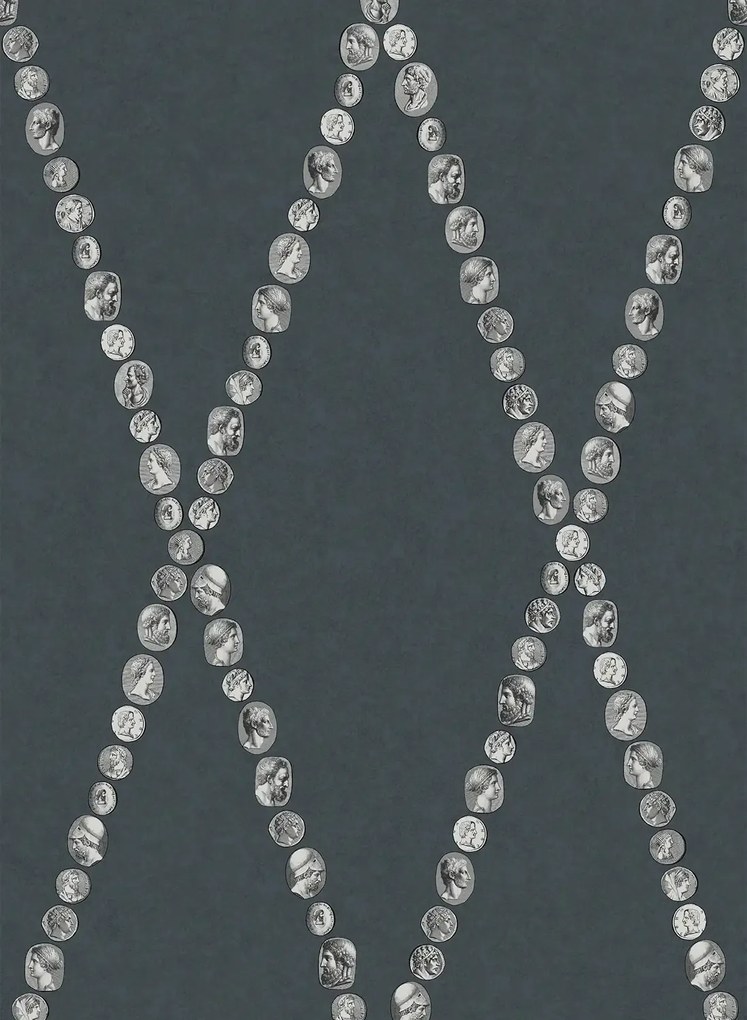 Cole & Son Tapete Cammei - Silver on Ink