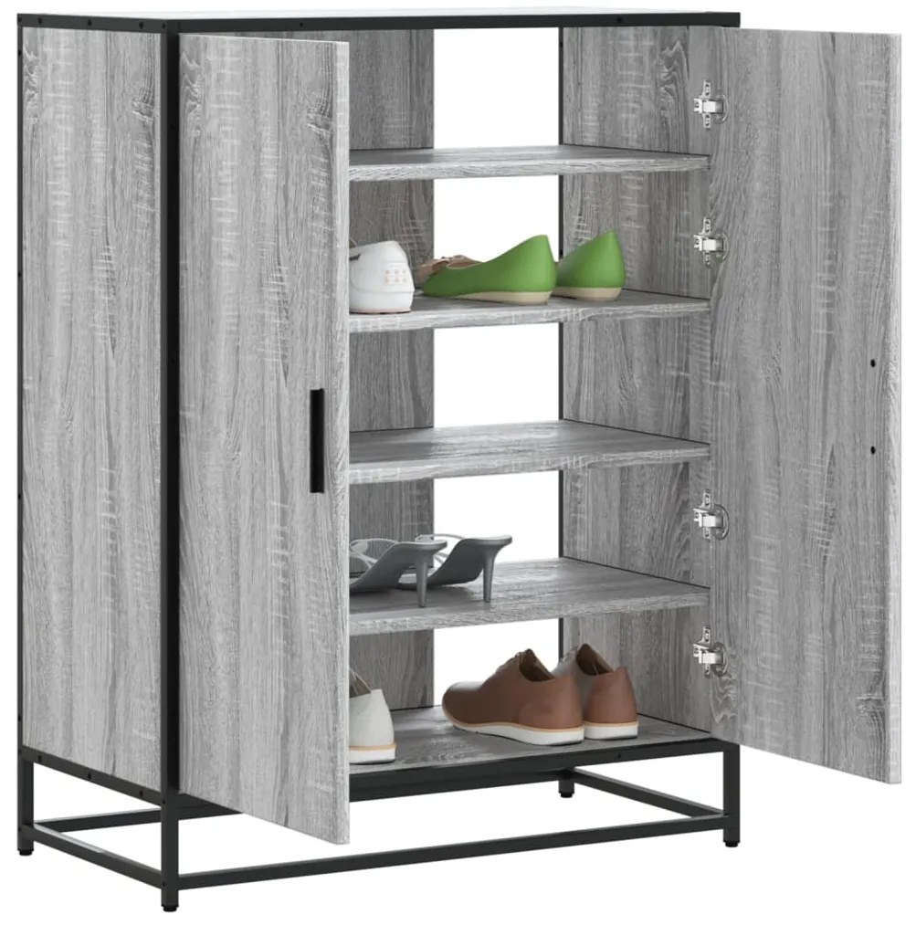 Scarpiera Grigio Sonoma 75x38x97,5 Cm Legno Multistrato Metallo /