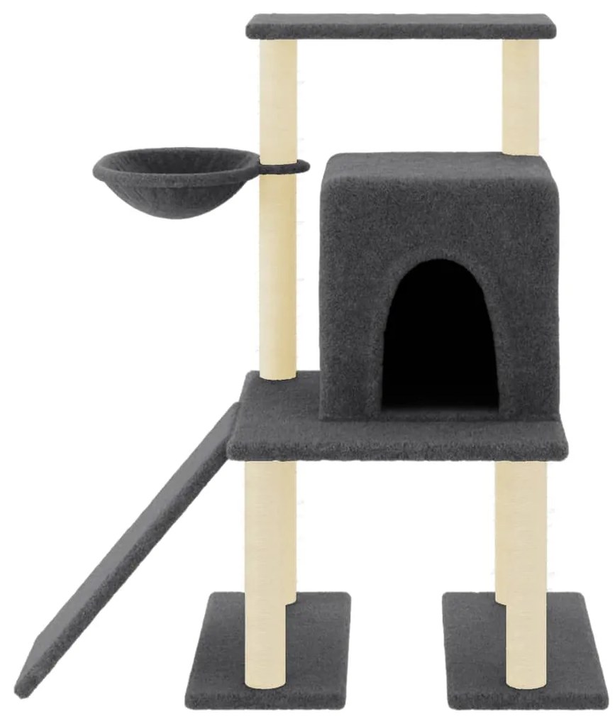 Albero per gatti con tiragraffi in sisal grigio scuro 96,5 cm
