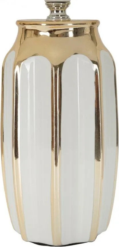 Lampada da tavolo bianca/dorata in ceramica con paralume in tessuto (altezza totale 40,5 cm) Cassy – Mauro Ferretti