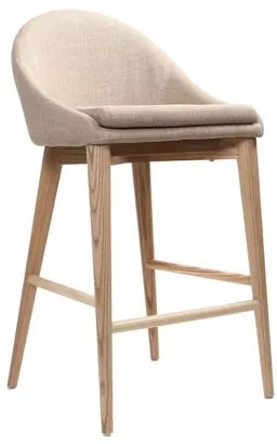 Sgabelli d bar scandinavi in tessuto beige e massello di frassino H66 cm (set di 2) DALIA