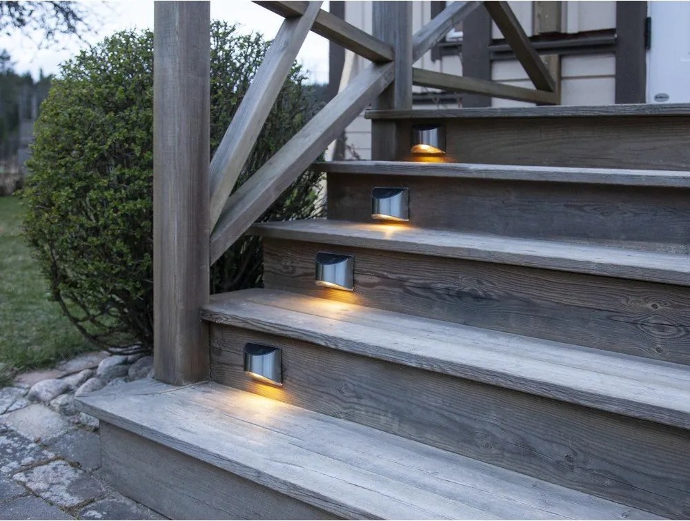 Set di 2 luci LED solari a parete in acciaio inox, altezza 8 cm Wally - Star Trading