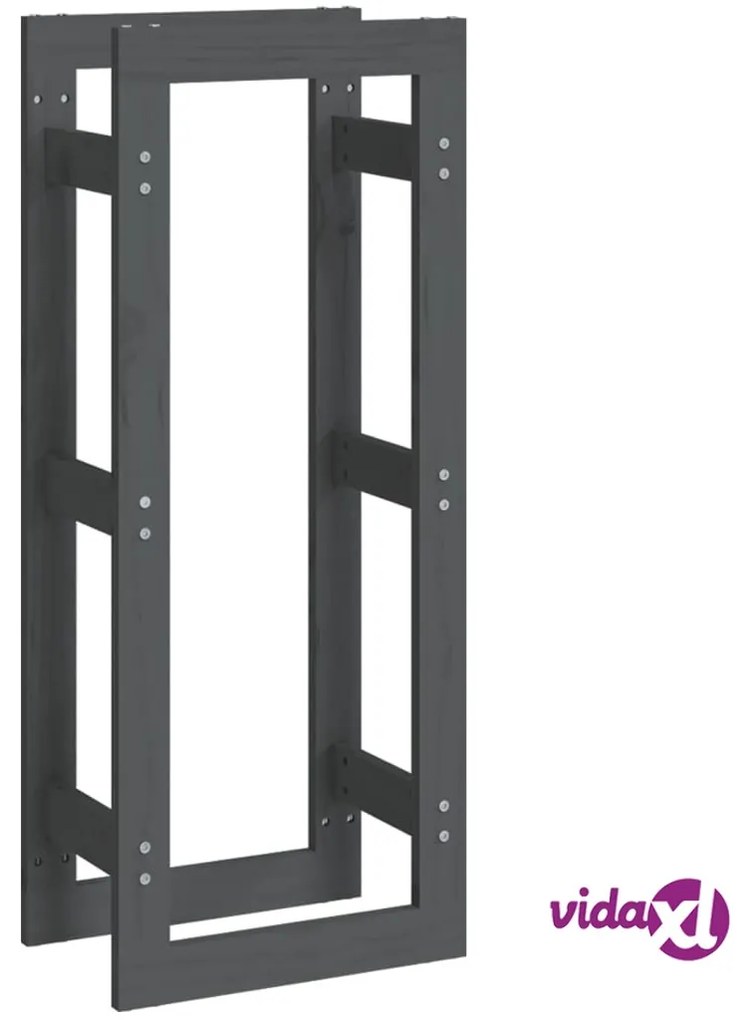 vidaXL Portalegna Grigio 41x25x100 cm in Legno Massello di Pino