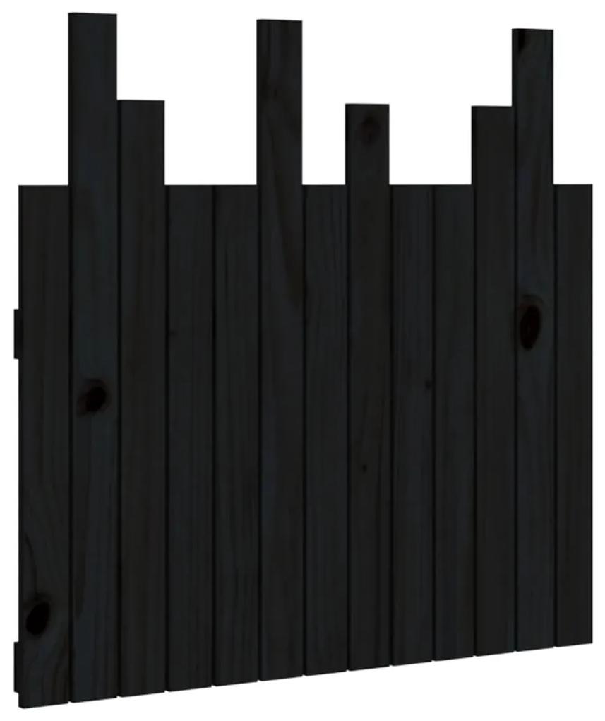 Testiera da parete nera 82,5x3x80 cm in legno massello di pino