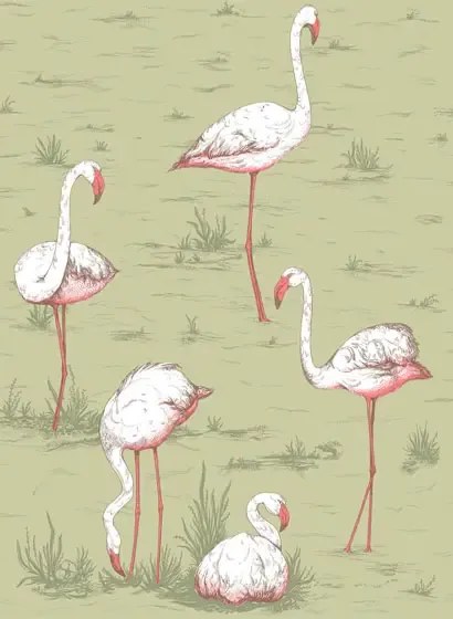 Tapete Flamingos Icons von Cole and Son - Olive