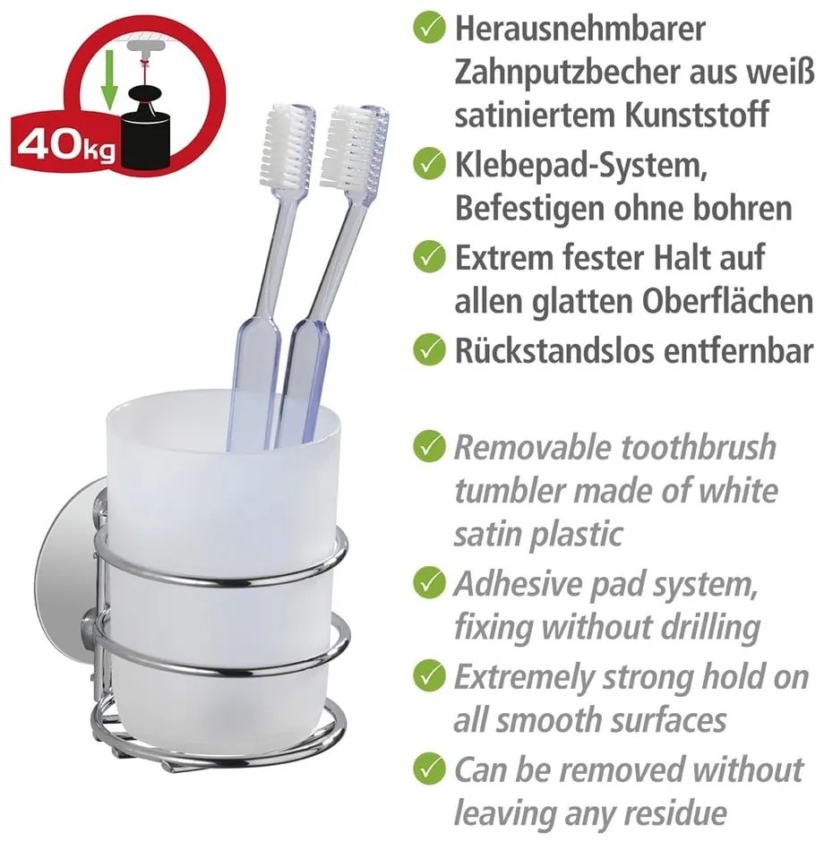 Set di accessori da bagno autoportanti in acciaio inox grigio Turbo-Loc - Wenko