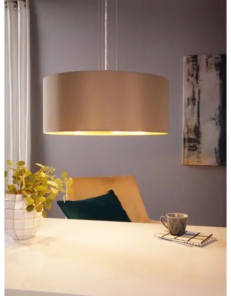 Eglo 78693 - Lampadario a sospensione con filo MASERLO 3xE27/60W/230V diametro 53 cm beige/rame