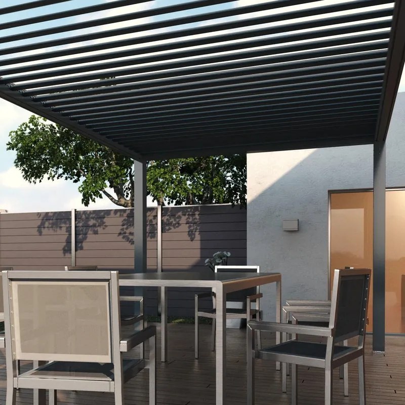 Pergola motorizzata Spell in alluminio struttura grigio L 300 x P 392 x H 244 cm