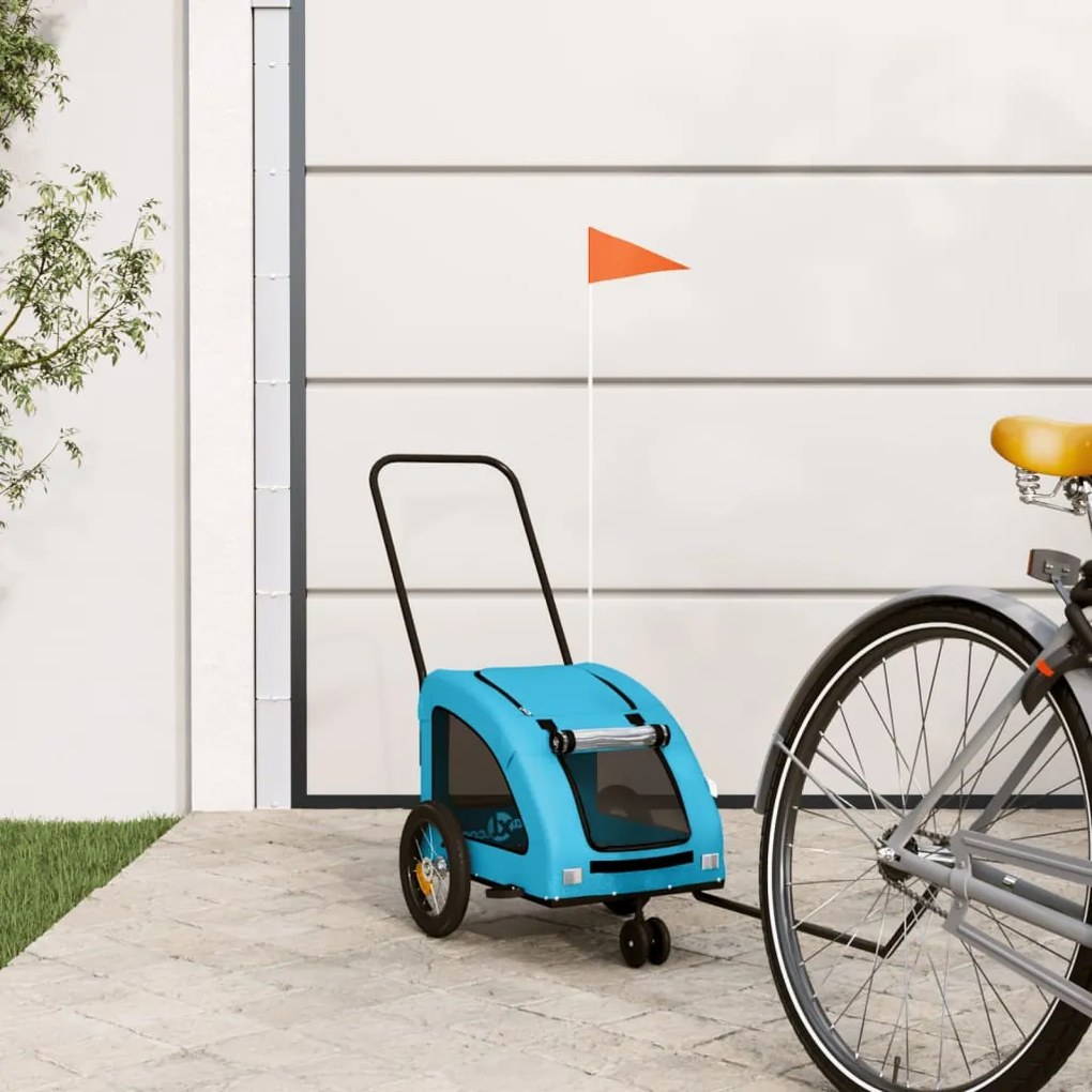 Rimorchio Da Bici Per Animali Blu Oxford E Ferro /