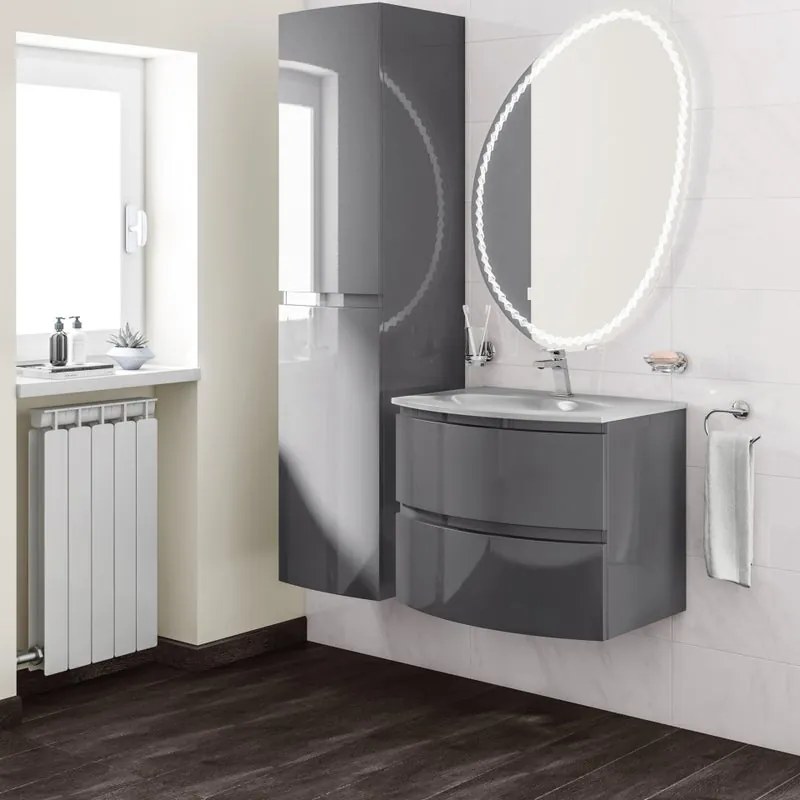 Mobile sottolavabo e lavabo Vague antracite L 69 x H 55 x P 52 cm 2 cassetti