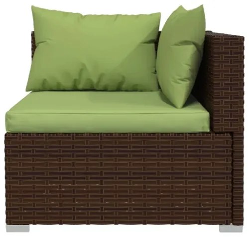 Set Divani da Giardino 5 pz con Cuscini in Polyrattan Marrone