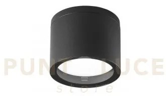 Plafoniera tower nera tonda 1 luce attacco gx53 ip54 9x7,2cm