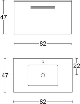 Mobile bagno sospeso 82 cm con lavabo in ceramica AURA1 Olmo Caffč
