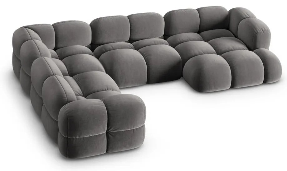 Divano angolare grigio (con penisola a sinistra/a U) con rivestimento in velluto Loretto – Cosmopolitan Design