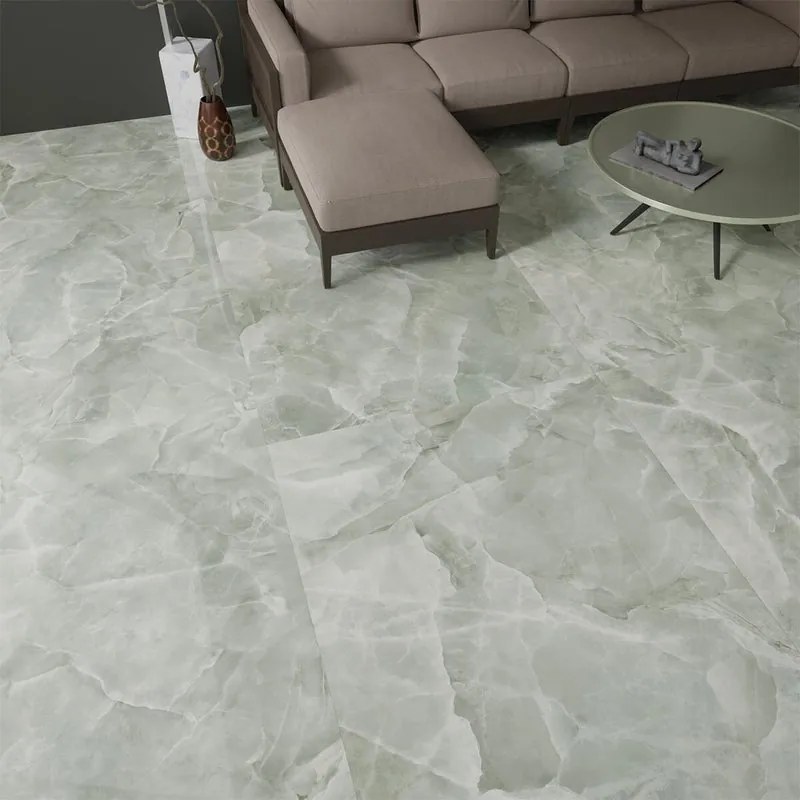 Piastrella da pavimento interno in gres naturale 120 x 280 cm rettificato smaltato verde lucido Venus Jade traffico medio (pei 2/5) Sp. 6 mm 3.36 mq