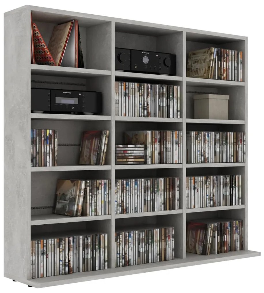Armadio porta cd grigio cemento 102x23x89,5 cm in truciolato