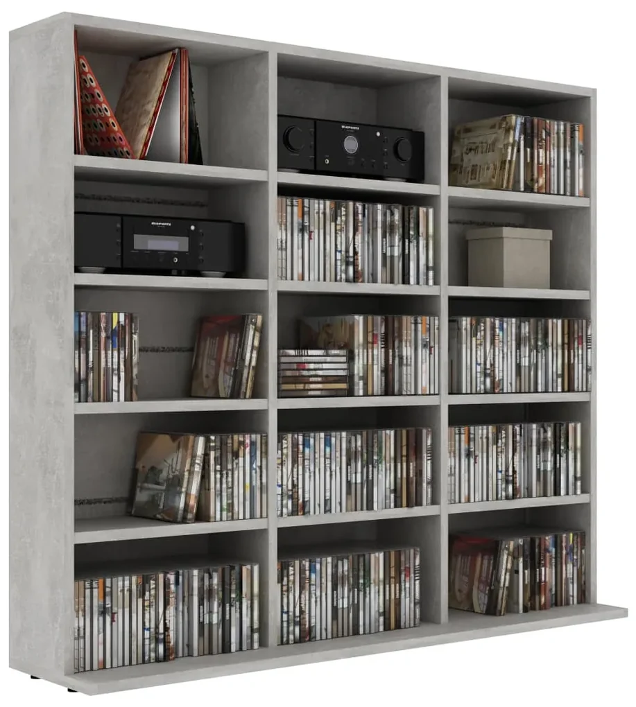 Armadio porta cd grigio cemento 102x23x89,5 cm in truciolato