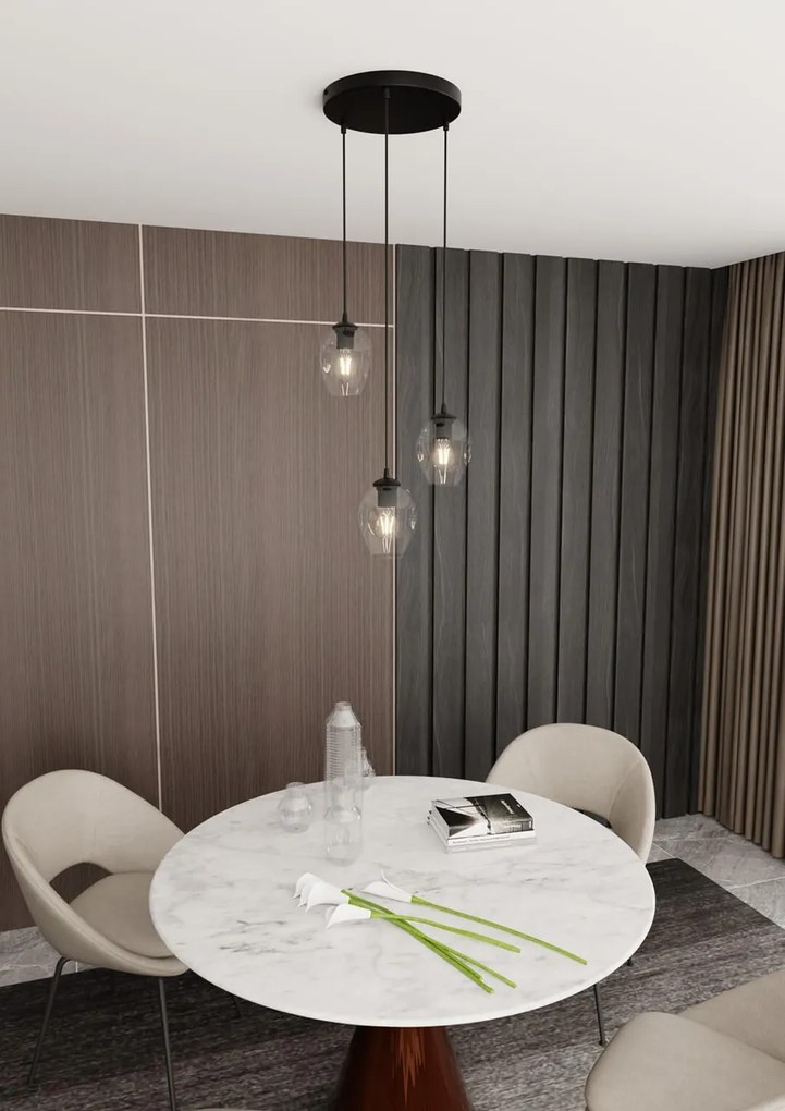 Lampadario a Sospensione in Acciaio e Vetro ISTAR 3 BL PREMIUM 3xE27