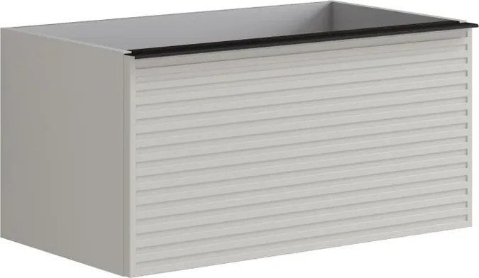 Mobile da bagno sospeso sotto lavabo Pixel stripes 2 cassetti  L 80 x H 40 x P 45.5 cm grigio pastello laccato opaco, con maniglia alluminio nero opaco