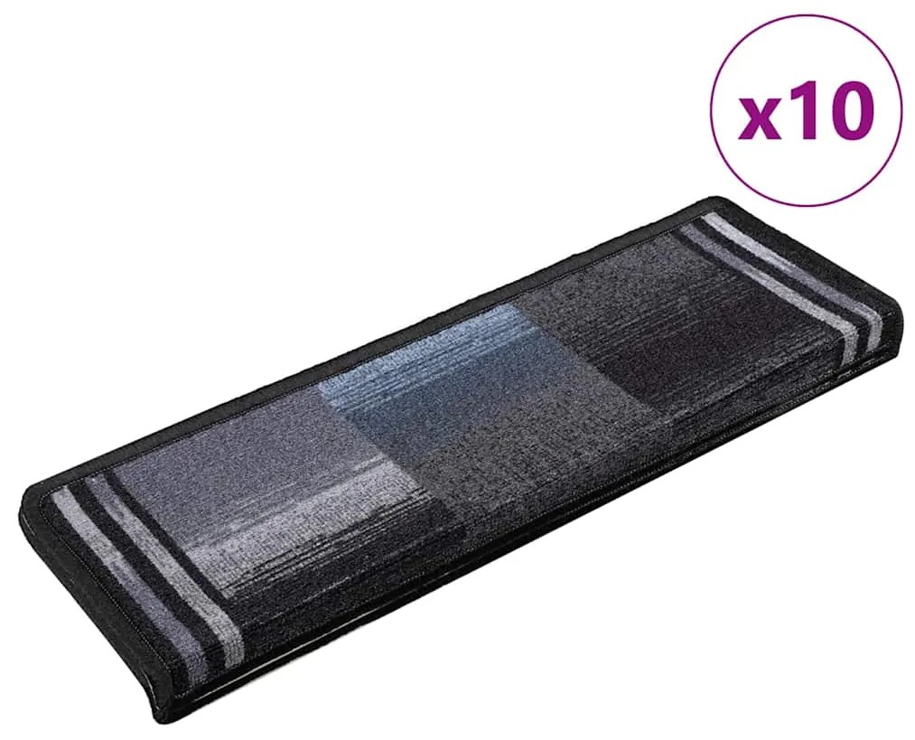 Tappetini Per Scale Autoadesivi 10 Pz 65x21x4 Cm Nero E Grigio /