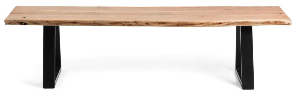 Kave Home - Panca Alaia in legno massello di acacia e gambe in acciaio nero 180 cm